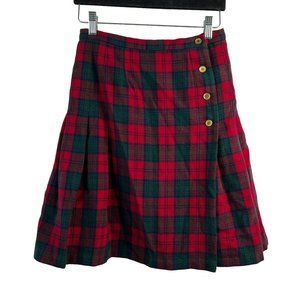 Vtg Pendleton Size 12 Skirt Lindsay Tartan Red Green Plaid Virgin Wool Pleated